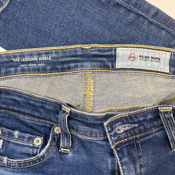 AG ED Women’s The Legging Ankle Super Skinny Distressed Blue Denim Jean Size 27R - Picture 2 of 8